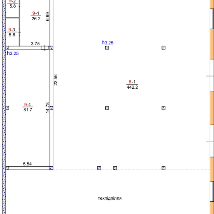 План поверху Об’єкт на Морозенка — цокольний поверх